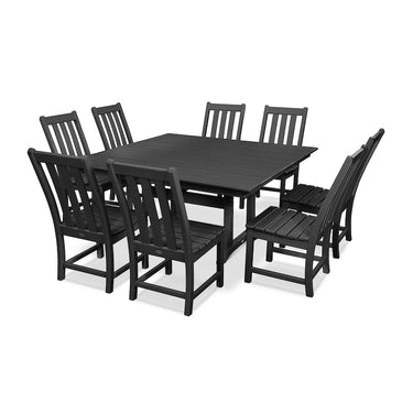 POLYWOOD Vineyard 9-Piece Farmhouse Trestle Dining Set - Black